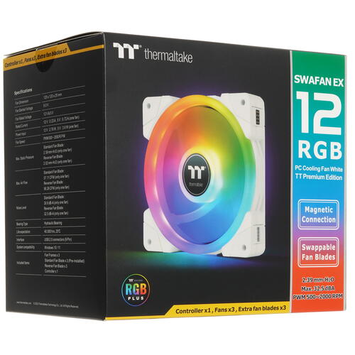 Купить Комплект вентиляторов Thermaltake SWAFAN EX12 RGB WHITE 3 Pack  5099003. Характеристики, отзывы и цены в Донецке