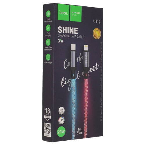 Купить Кабель плоский Hoco Lightning 8-pin - USB Type-C серый 1 м  9244492. Характеристики, отзывы и цены в Донецке