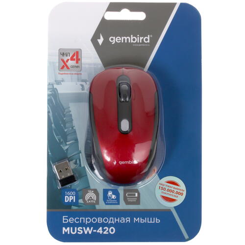 Купить Мышь беспроводная Gembird MUSW-420  4726454. Характеристики, отзывы и цены в Донецке
