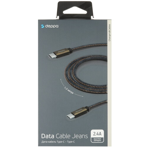 Купить Кабель круглый DEPPA USB Type-C - USB Type-C синий 1.2 м  9113425. Характеристики, отзывы и цены в Донецке
