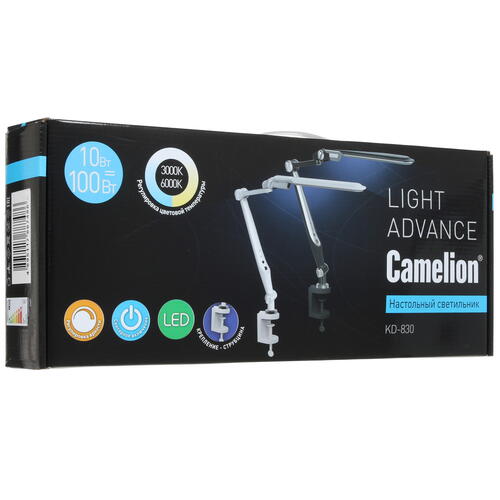 Купить Настольный светильник Camelion KD-830 C01 белый  1605452. Характеристики, отзывы и цены в Донецке