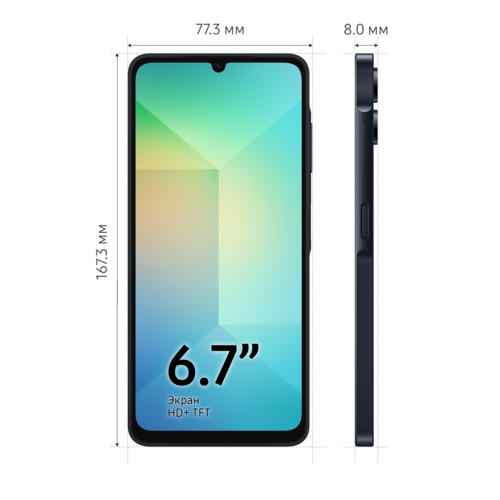 Купить 6.7" Смартфон Samsung Galaxy A06 64 ГБ черный  5489202. Характеристики, отзывы и цены в Донецке