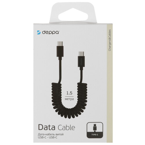 Купить Кабель витой DEPPA USB Type-C - USB Type-C черный 1.5 м  9113469. Характеристики, отзывы и цены в Донецке