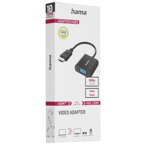 Купить Переходник однонаправленный Hama HDMI - VGA+Jack 3.5, 0.15 м  9281828. Характеристики, отзывы и цены в Донецке