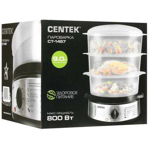 Купить Пароварка Centek CT-1457 серебристый  8110720. Характеристики, отзывы и цены в Донецке