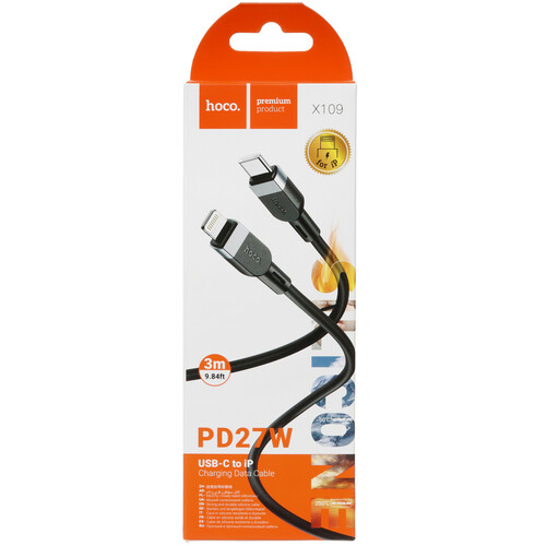 Купить Кабель круглый Hoco Lightning 8-pin - USB Type-C черный 3 м  5603635. Характеристики, отзывы и цены в Донецке