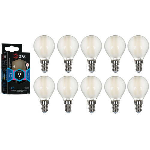 Купить Комплект филаментных ламп ЭРА F-LED P45-9w-840-E14 frost  5615009. Характеристики, отзывы и цены в Донецке