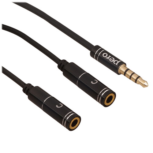 Купить Кабель   Pero jack 3.5 мм - jack 3.5 мм х2 шт. черный  9933633. Характеристики, отзывы и цены в Донецке