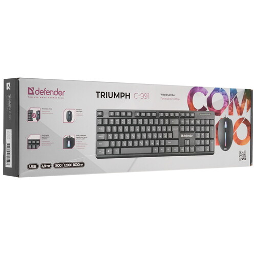 Купить Клавиатура+мышь  проводная  Defender Triumph C-991 черный  9197226. Характеристики, отзывы и цены в Донецке