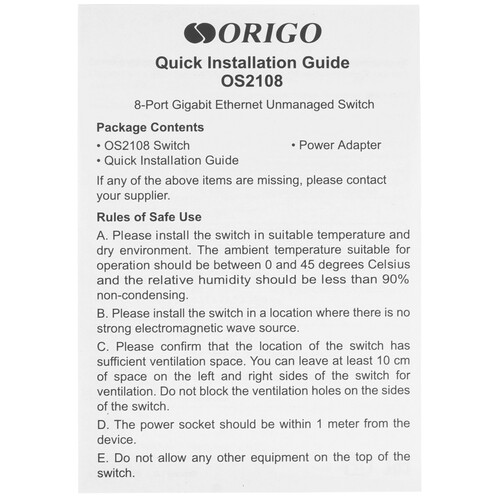 Купить Коммутатор ORIGO OS2108  5620185. Характеристики, отзывы и цены в Донецке