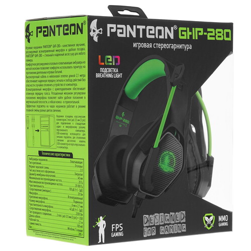 Купить Проводные наушники Panteon GHP-280 зеленый 2022  4876133. Характеристики, отзывы и цены в Донецке