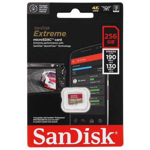 Купить Карта памяти SanDisk Extreme microSDXC 256 ГБ [SDSQXAV-256G-GN6MN]  5408830. Характеристики, отзывы и цены в Донецке