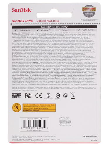 Купить Память USB Flash 256 ГБ SanDisk Ultra [SDCZ48-256G-U46]  1037938. Характеристики, отзывы и цены в Донецке