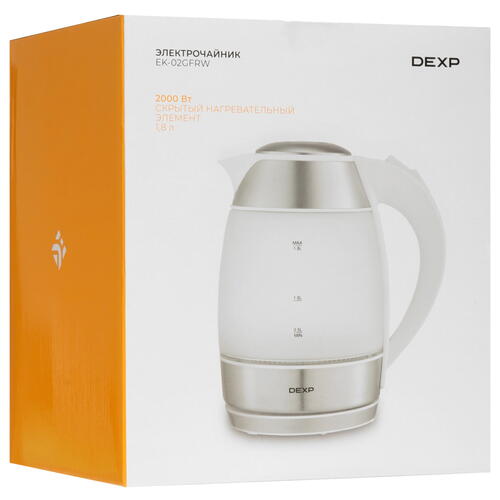 Купить Электрочайник DEXP EK-02GFRW белый  9054090. Характеристики, отзывы и цены в Донецке