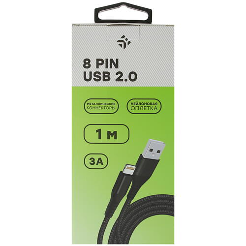 Купить Кабель круглый DEXP Lightning 8-pin - USB 2.0 Type-A черный 1 м  4834169. Характеристики, отзывы и цены в Донецке