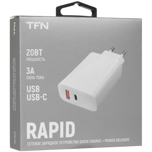 Купить Сетевое зарядное устройство TFN RAPID A+C PD 20W белый  4820267. Характеристики, отзывы и цены в Донецке