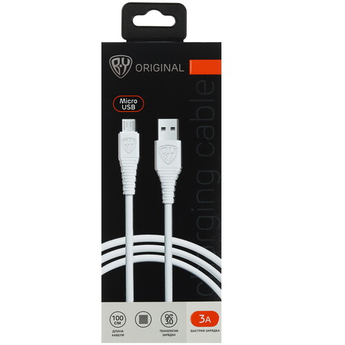 Купить Кабель круглый BY micro USB - USB 2.0 Type-A белый 1 м  5482228. Характеристики, отзывы и цены в Донецке