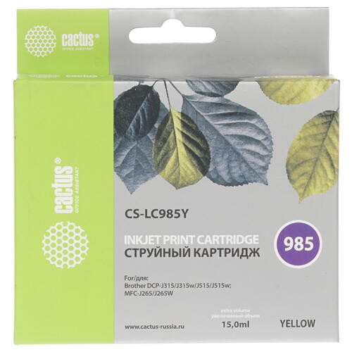 Купить Картридж Cactus CS-LC985Y желтый  7974800. Характеристики, отзывы и цены в Донецке