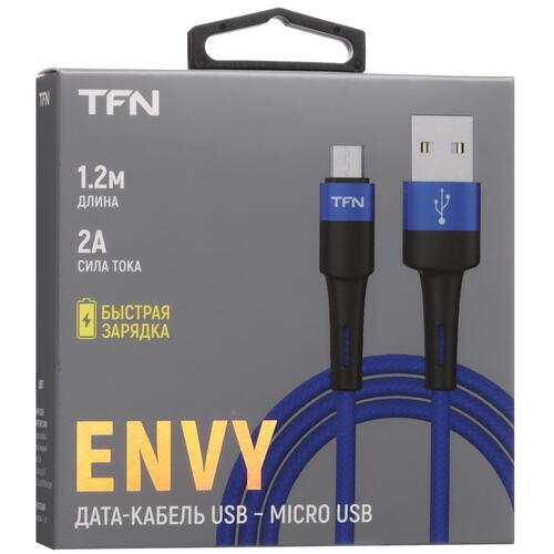 Купить Кабель круглый TFN micro USB - USB 2.0 Type-A синий 1.2 м  5465797. Характеристики, отзывы и цены в Донецке