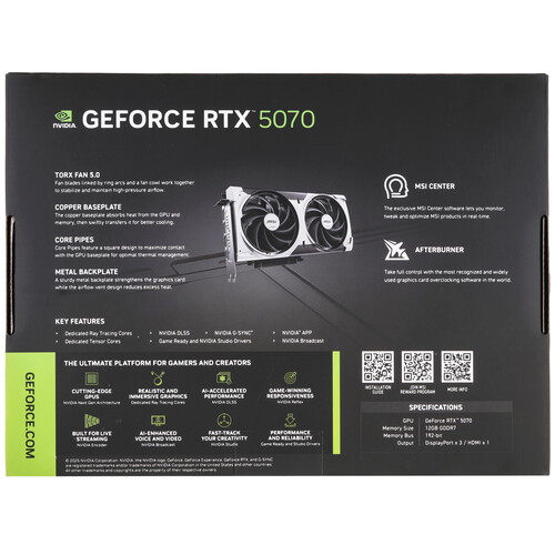 Купить Видеокарта MSI GeForce RTX 5070 VENTUS 2X OC  5621533. Характеристики, отзывы и цены в Донецке