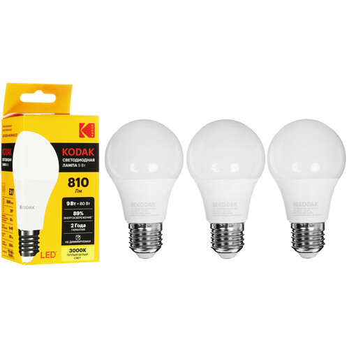 Купить Комплект светодиодных ламп Kodak A60-9W-830-E27  9305903. Характеристики, отзывы и цены в Донецке