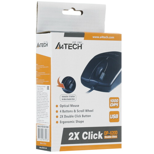 Купить Мышь проводная A4Tech OP-620D  черный  4825164. Характеристики, отзывы и цены в Донецке