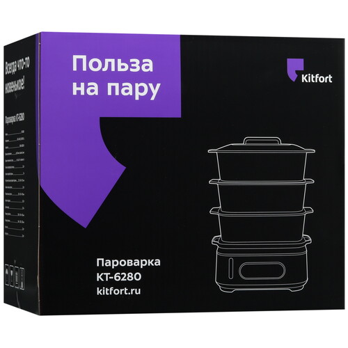 Купить Пароварка Kitfort КТ-6280 серый  9222111. Характеристики, отзывы и цены в Донецке