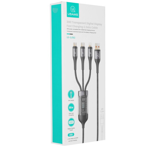 Купить Кабель круглый USAMS Lightning 8-pin, micro USB, USB Type-C - USB 2.0 Type-A черный 1 м  5480413. Характеристики, отзывы и цены в Донецке