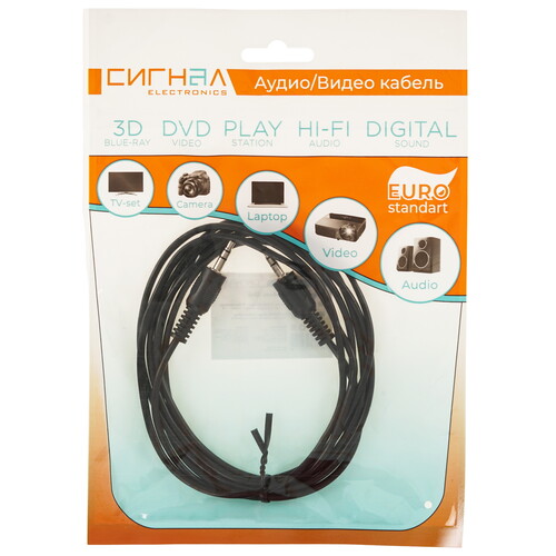 Купить Кабель   Сигнал 3.5 mm jack - 3.5 mm jack черный  5480116. Характеристики, отзывы и цены в Донецке