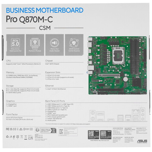 Купить Материнская плата ASUS Pro Q870M-C-CSM  5625208. Характеристики, отзывы и цены в Донецке
