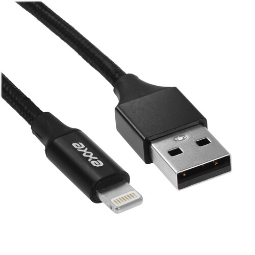 Купить Кабель круглый AXXA Lightning 8-pin - USB 2.0 Type-A черный 1 м  9113441. Характеристики, отзывы и цены в Донецке
