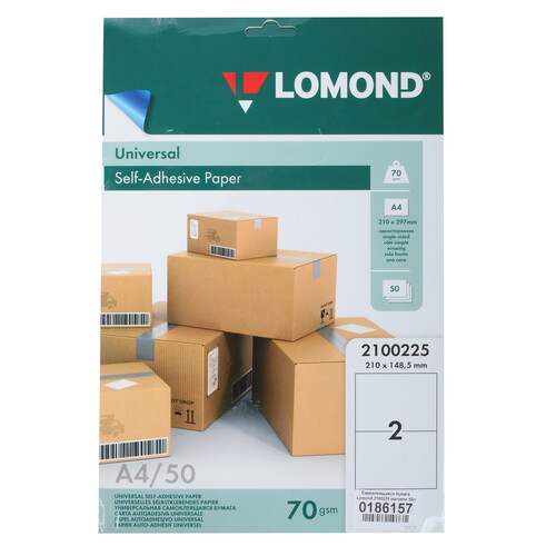 Купить Этикетки Lomond А4 [2100225] 70 г\м² самоклеящаяся матовая (50\2 л. )  0186157. Характеристики, отзывы и цены в Донецке