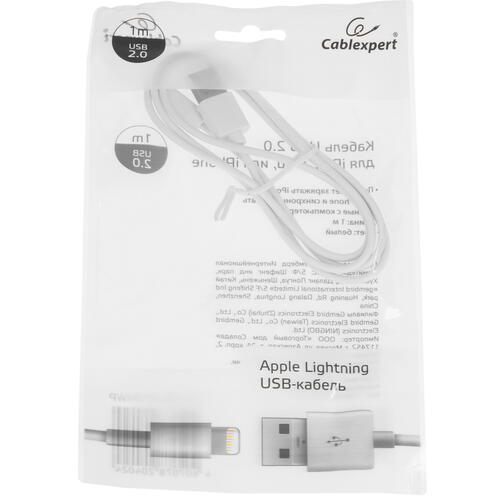 Купить Кабель круглый Cablexpert Lightning 8-pin - USB 2.0 Type-A белый 1 м  5452371. Характеристики, отзывы и цены в Донецке