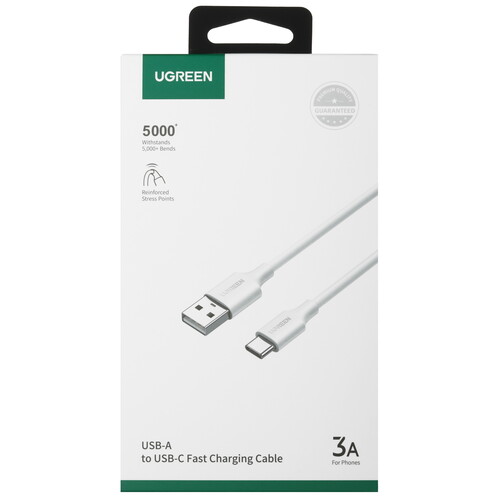 Купить Кабель круглый Ugreen USB Type-C - USB 2.0 Type-A белый 2 м  9983689. Характеристики, отзывы и цены в Донецке