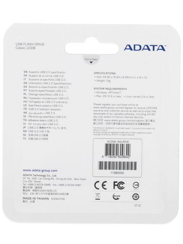 Купить Память USB Flash 16 ГБ ADATA C008 [AC008-16G-RWE]  1098393. Характеристики, отзывы и цены в Донецке