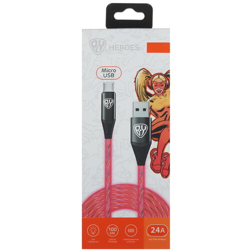 Купить Кабель круглый BY micro USB - USB 2.0 Type-A розовый 1 м  5482257. Характеристики, отзывы и цены в Донецке