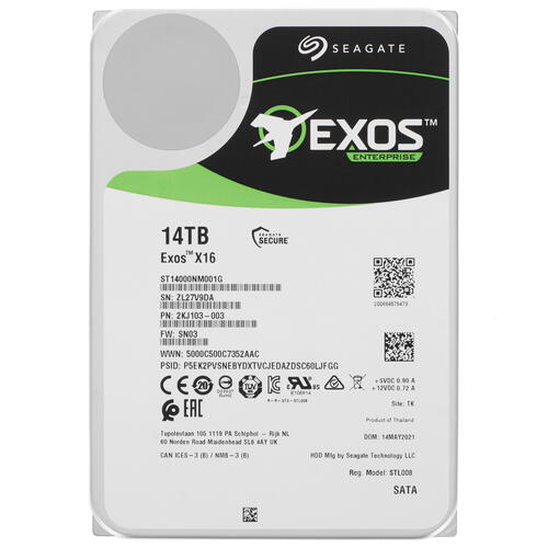 Купить 14 ТБ Жесткий диск Seagate Exos X16 [ST14000NM001G]  5091776. Характеристики, отзывы и цены в Донецке