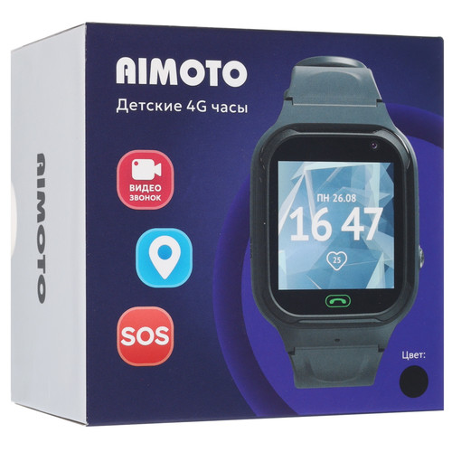 Купить Детские часы Кнопка Жизни Aimoto Omega LTE черный  9414206. Характеристики, отзывы и цены в Донецке