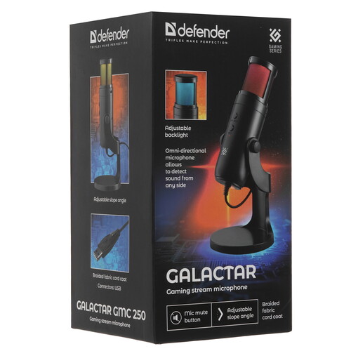 Купить Микрофон Defender Galactar GMC 250 черный  9230354. Характеристики, отзывы и цены в Донецке