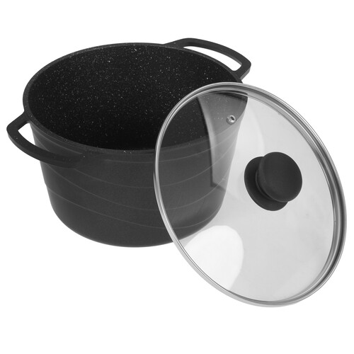 Купить Кастрюля НМП Литая Каменная 186640 4 л 22 см черный  9149668. Характеристики, отзывы и цены в Донецке