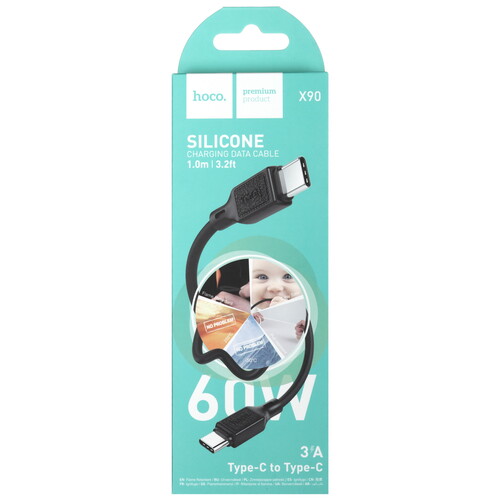 Купить Кабель круглый Hoco USB Type-C - USB Type-C черный 1 м  5474996. Характеристики, отзывы и цены в Донецке