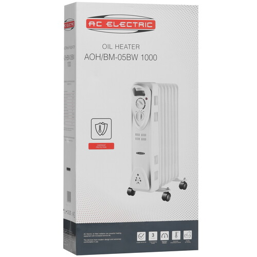 Купить Масляный обогреватель AC ELECTRIC AOH/BM-05BW 1000 белый  9199756. Характеристики, отзывы и цены в Донецке