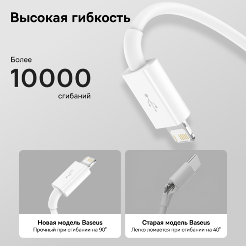 Купить Кабель круглый Baseus Lightning 8-pin, micro USB, USB Type-C - USB 2.0 Type-A белый 1.5 м  5455728. Характеристики, отзывы и цены в Донецке