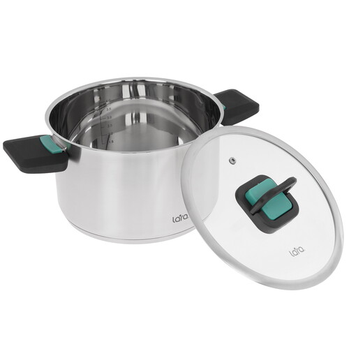 Купить Кастрюля Lara Изумруд LR02-244 5 л 22 см серебристый  9137068. Характеристики, отзывы и цены в Донецке