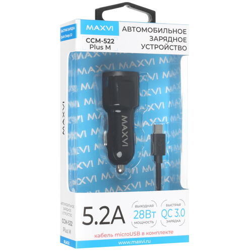 Купить Автомобильное ЗУ Maxvi CCM-522 Plus M черный  5366936. Характеристики, отзывы и цены в Донецке