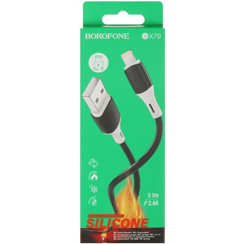 Купить Кабель круглый Borofone Lightning 8-pin - USB 2.0 Type-A черный 1 м  5475101. Характеристики, отзывы и цены в Донецке