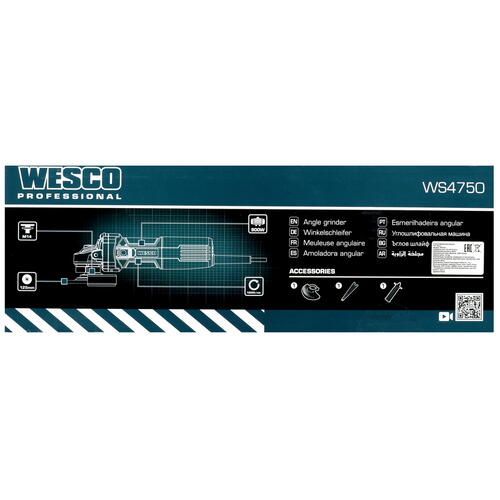 Купить Углошлифовальная машина (УШМ) Wesco WS4750  5094214. Характеристики, отзывы и цены в Донецке