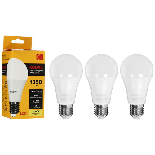 Купить Комплект светодиодных ламп Kodak A60-15W-830-E27  9305900. Характеристики, отзывы и цены в Донецке