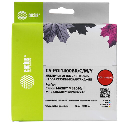 Купить Набор картриджей Cactus CS-PGI1400BK/C/M/Y голубой, желтый, пурпурный, черный  9065654. Характеристики, отзывы и цены в Донецке
