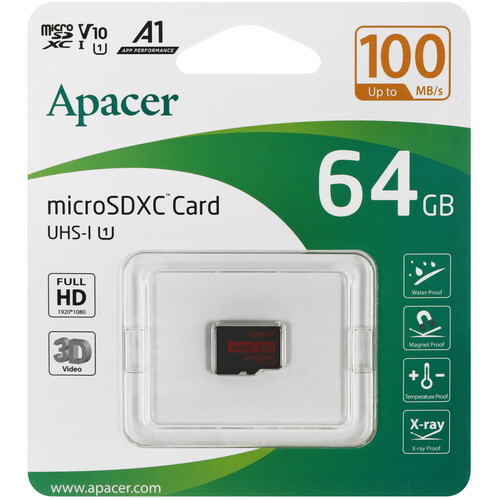 Купить Карта памяти Apacer R100 microSDXC 64 ГБ [AP64GMCSX10UB-RA]  5621778. Характеристики, отзывы и цены в Донецке